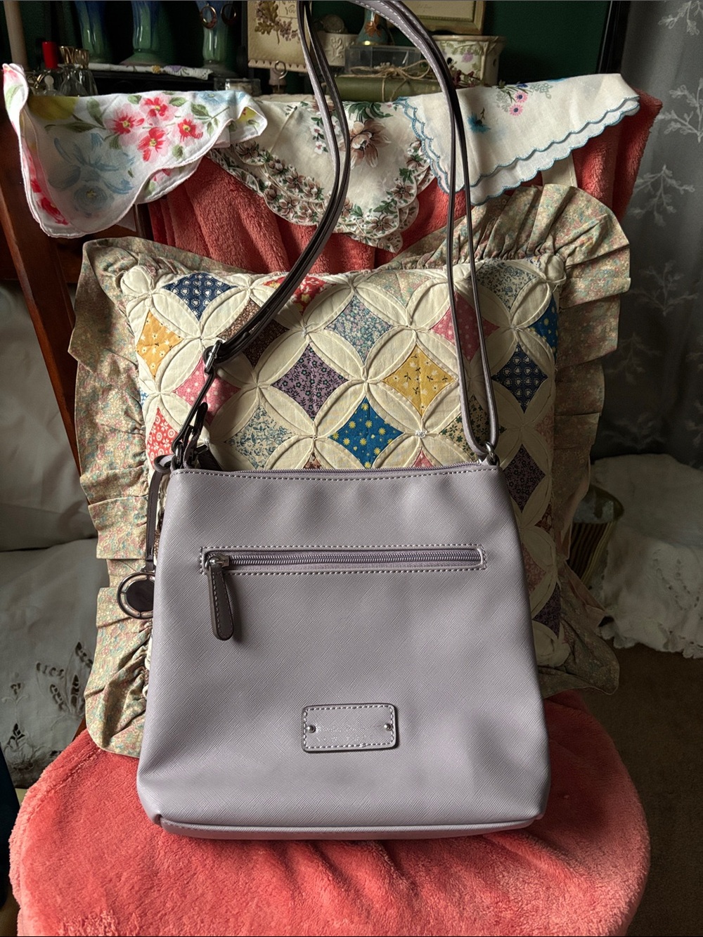 Nicole Miller Lilac Shoulder Bag with Adjustable Strap
